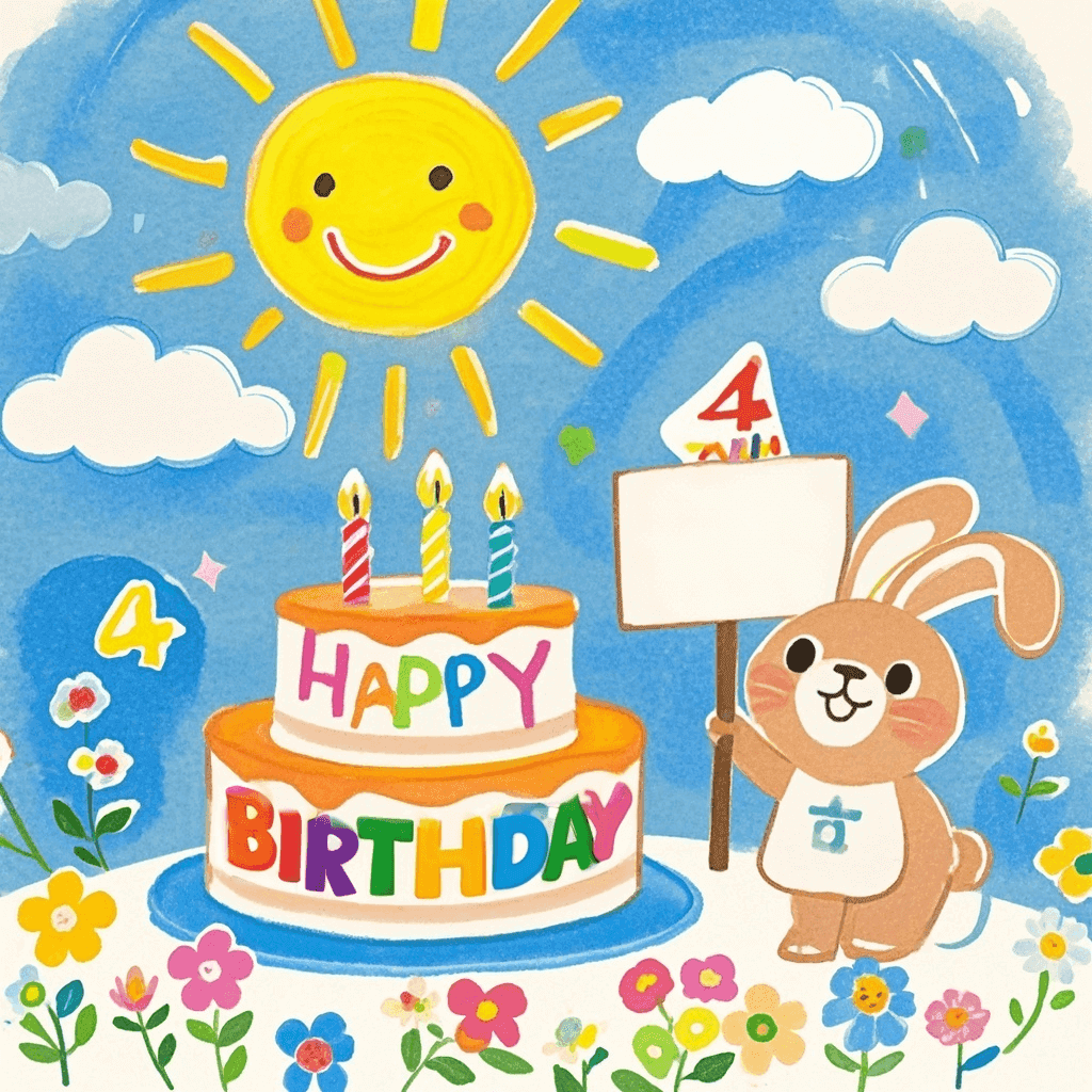 Four-Year-Old Birthday Card Example 1