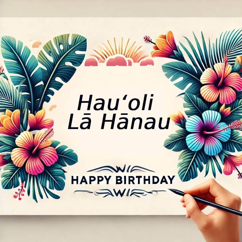 "Hauʻoli Lā Hānau" written artistically